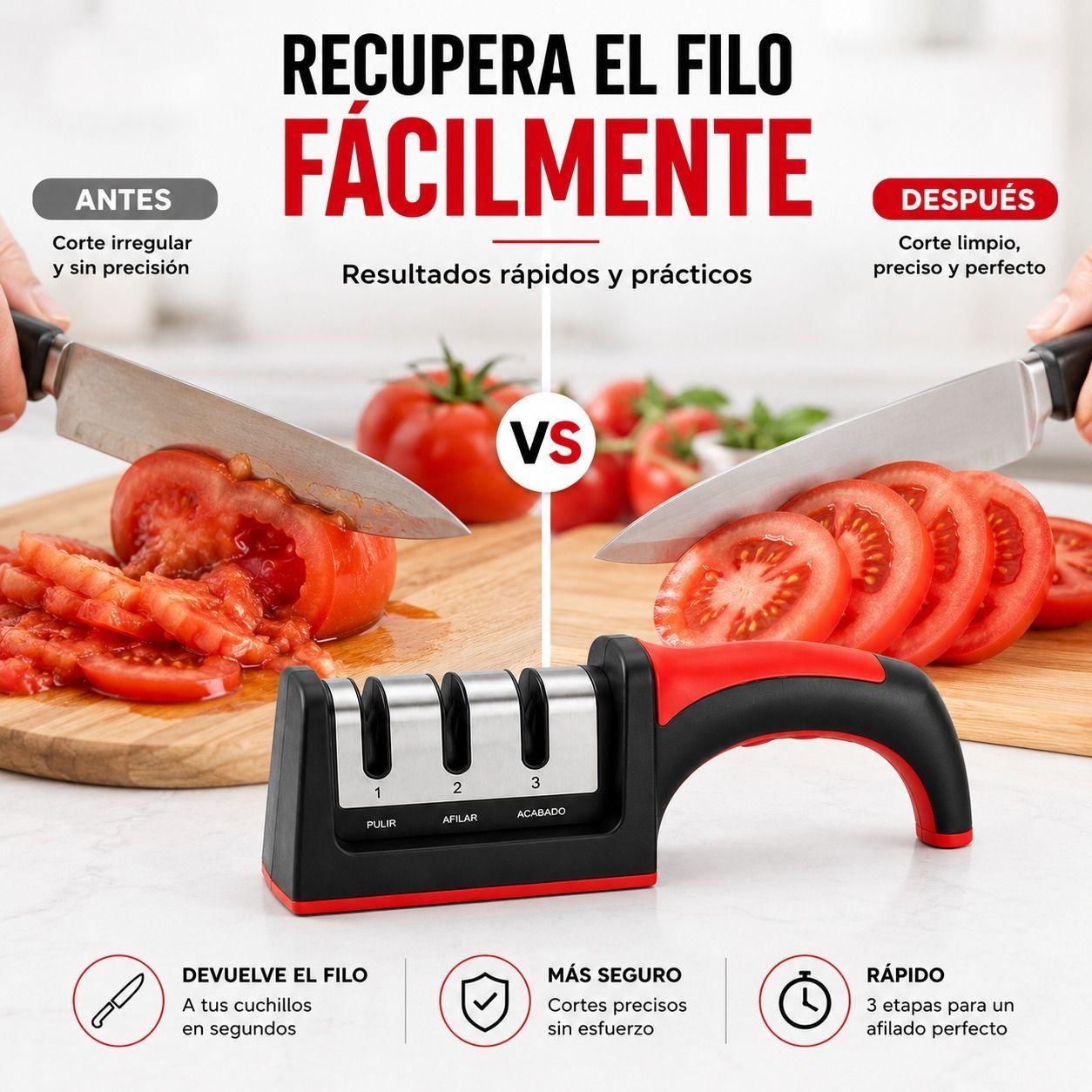 Set de Cocina Esencial 3 en 1 Afilador Profesional Tijera Multiuso y Pelador Ergonomico-5