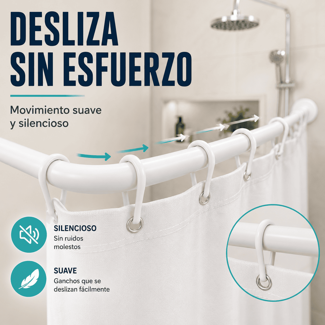 Barra de Ducha Premium en U 70x165x70 cm Anti xido y Antiderrame-4