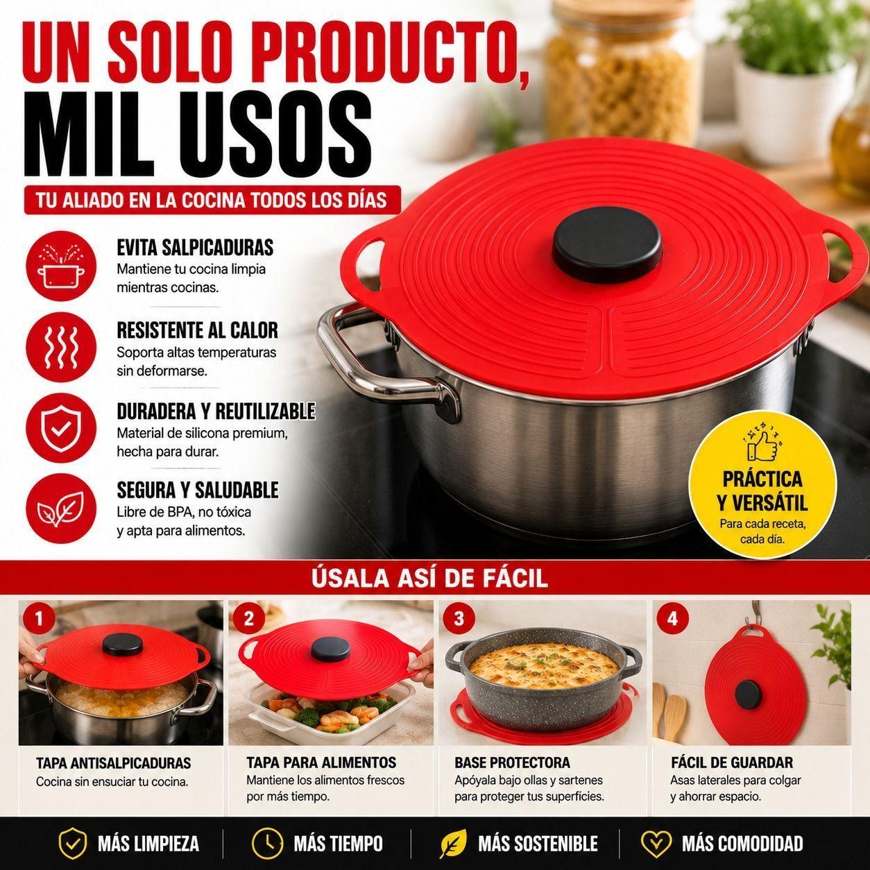 Tapa de Silicona Universal 23 cm Adios Salpicaduras, Orden y Sostenibilidad-2