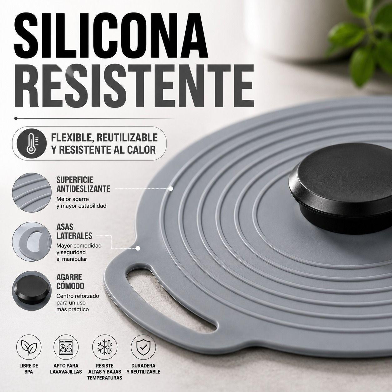 Tapa de Silicona Universal 23 cm Adios Salpicaduras, Orden y Sostenibilidad-3