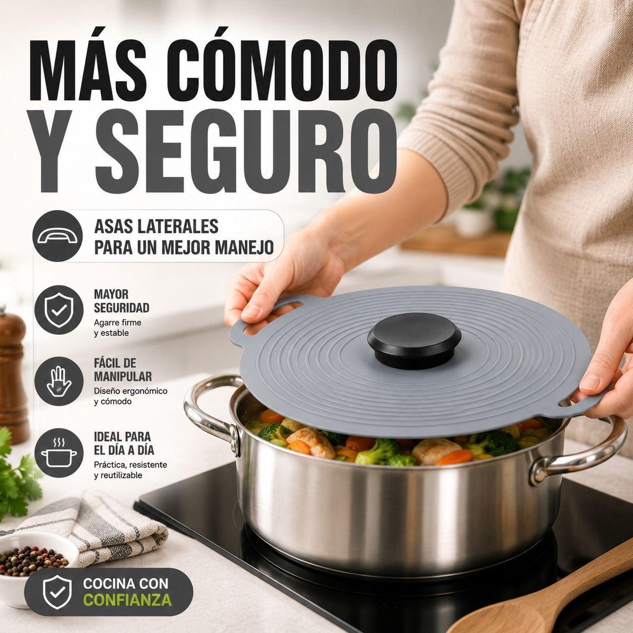 Tapa de Silicona Universal 23 cm Adios Salpicaduras, Orden y Sostenibilidad-4