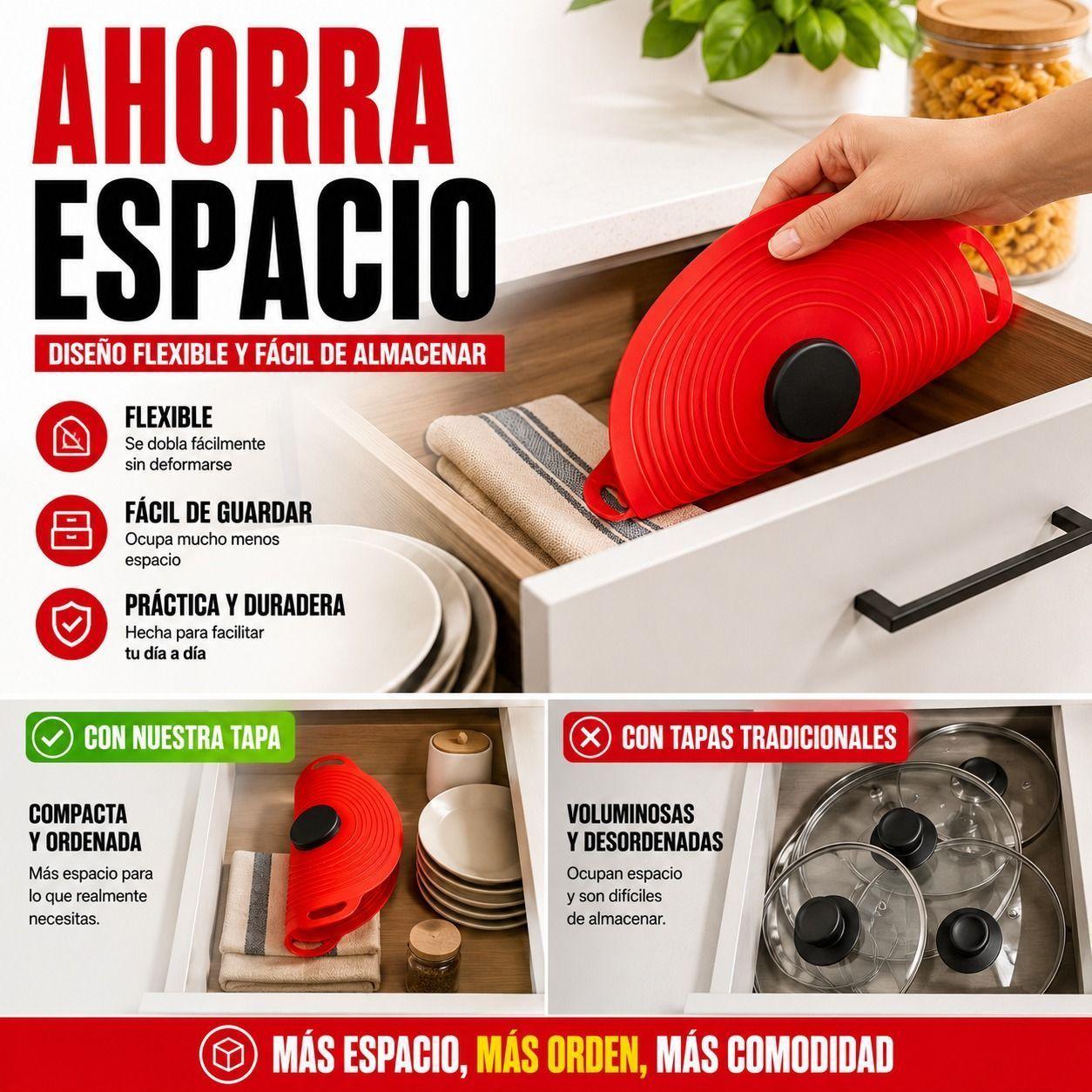 Tapa de Silicona Universal 23 cm Adios Salpicaduras, Orden y Sostenibilidad-6