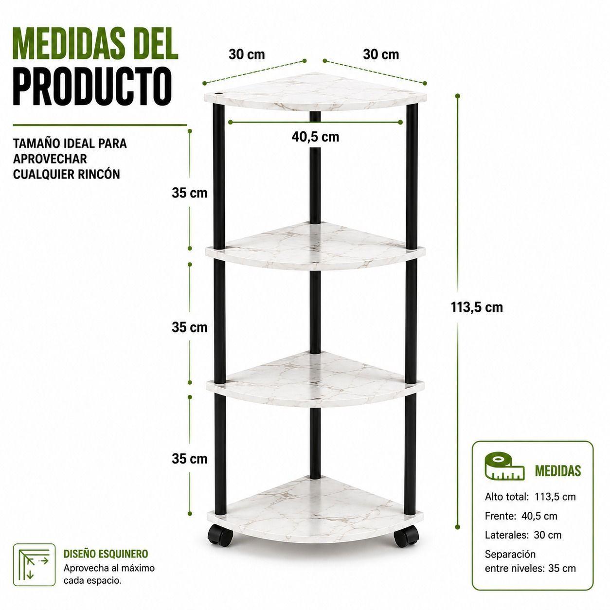 Repisa Esquinera Multifuncional de 4 Niveles Estilo N rdico y Almacenamiento Inteligente-2