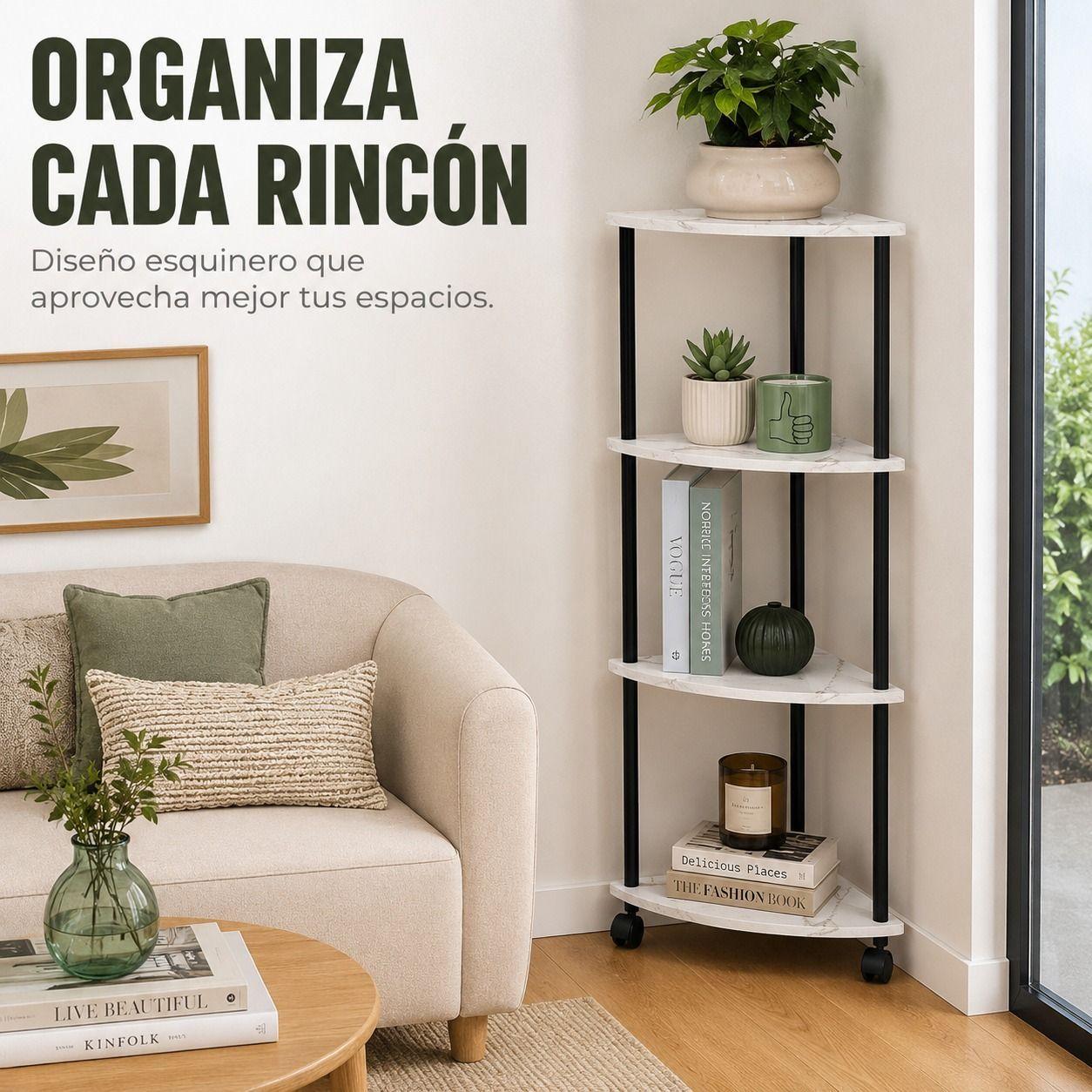Repisa Esquinera Multifuncional de 4 Niveles Estilo N rdico y Almacenamiento Inteligente-5