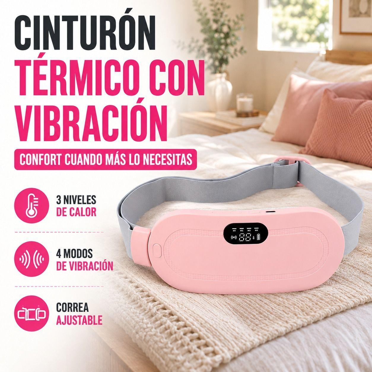 Cinturon Termico Almohadilla Masajeadora Calor Abdomen Rosa-2