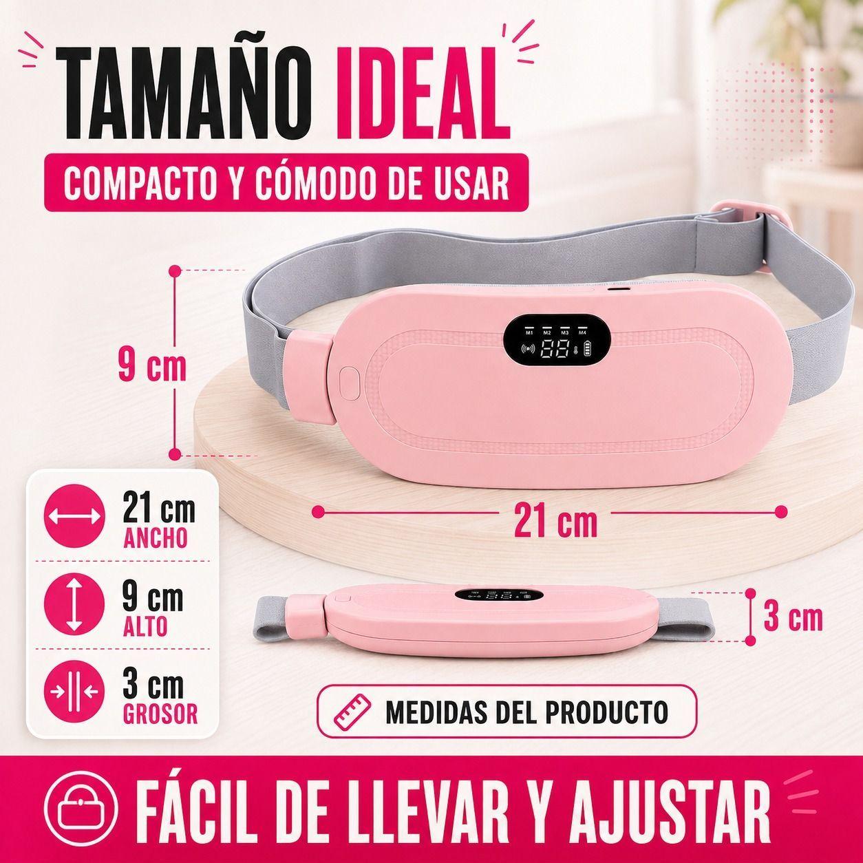 Cinturon Termico Almohadilla Masajeadora Calor Abdomen Rosa-4