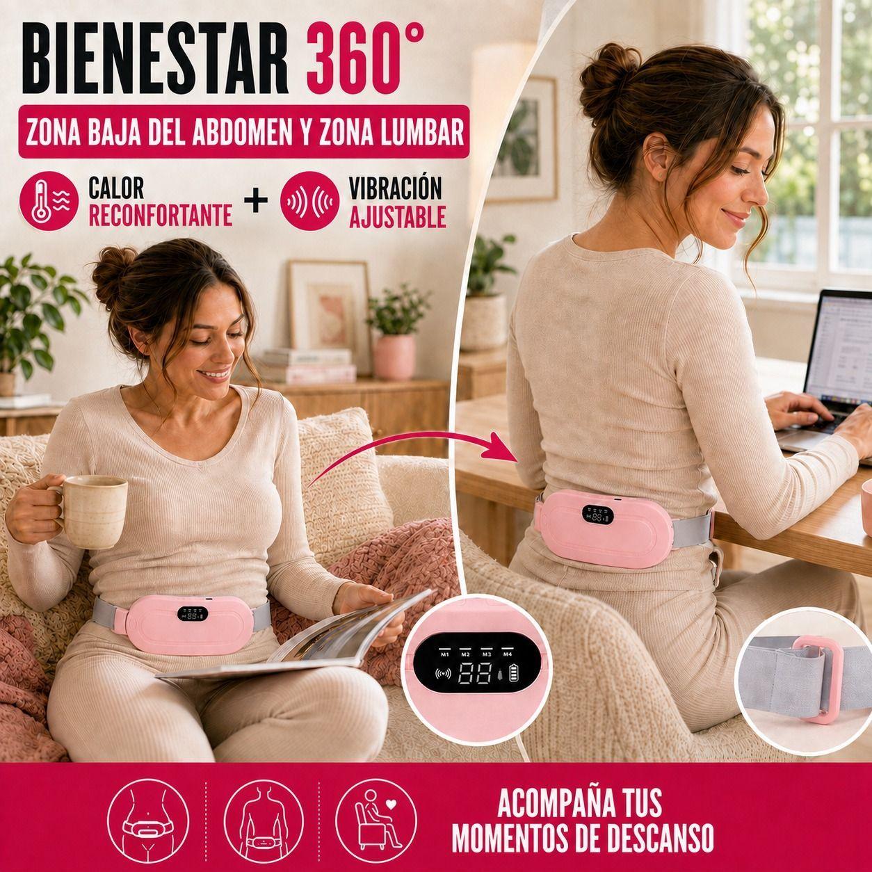 Cinturon Termico Almohadilla Masajeadora Calor Abdomen Rosa-5