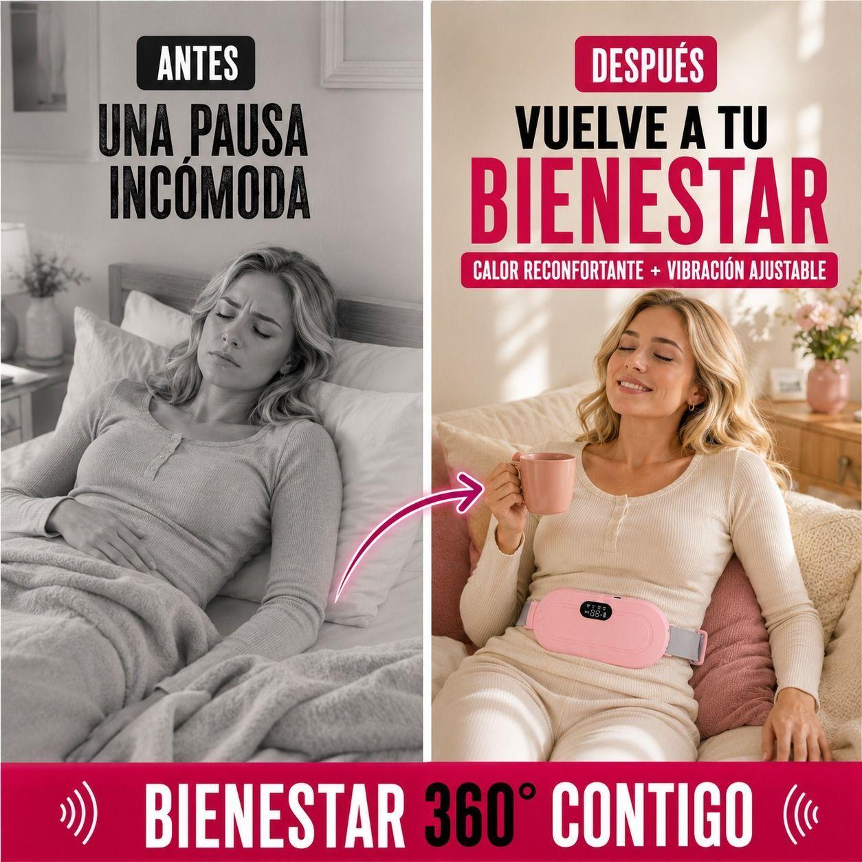 Cinturon Termico Almohadilla Masajeadora Calor Abdomen Rosa-7
