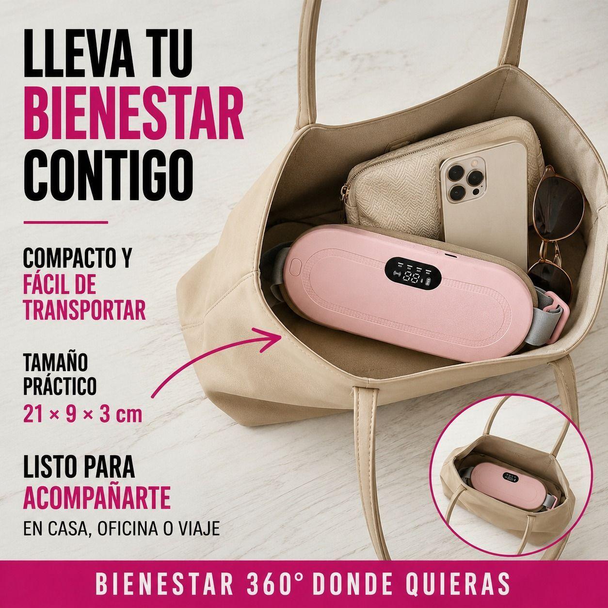 Cinturon Termico Almohadilla Masajeadora Calor Abdomen Rosa-8