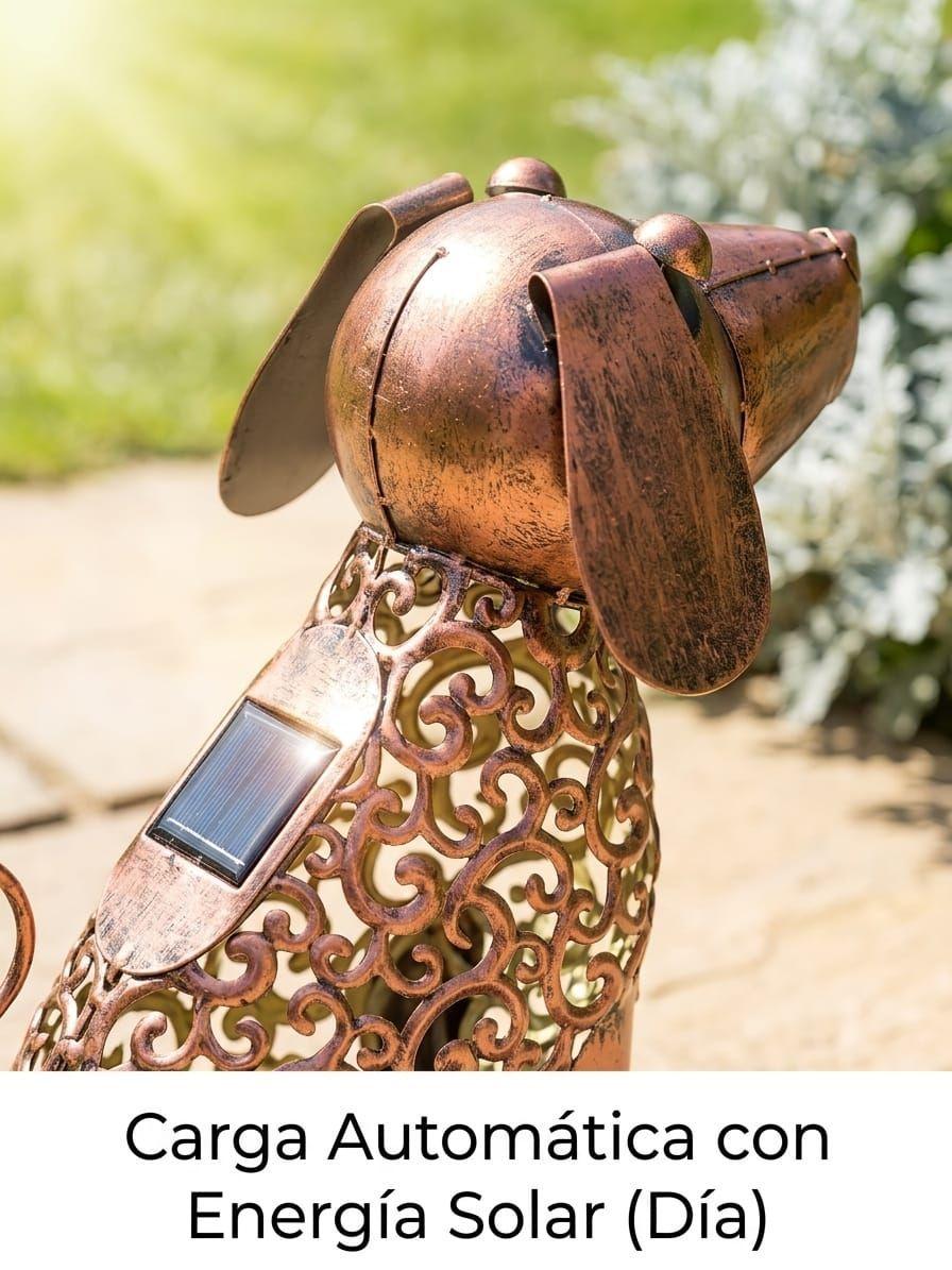 Lampara Solar Decorativa Perro Metal Vintage Exterior-3