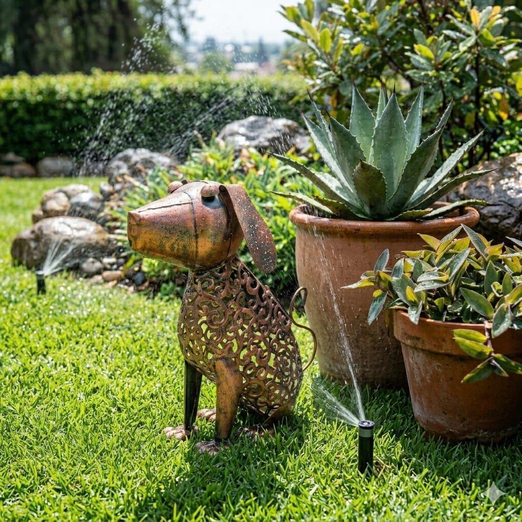 Lampara Solar Decorativa Perro Metal Vintage Exterior-7