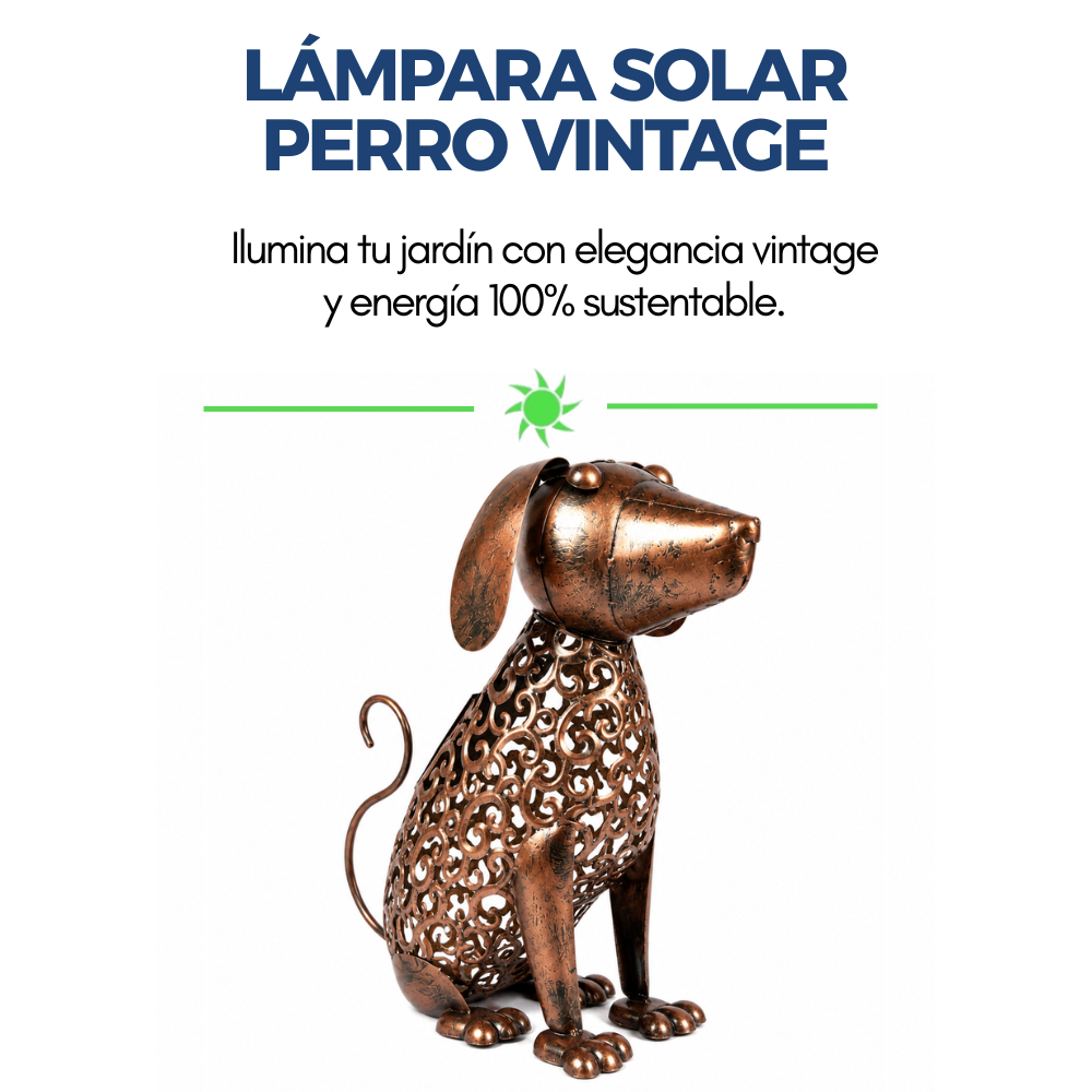 Lampara Solar Decorativa Perro Metal Vintage Exterior-1