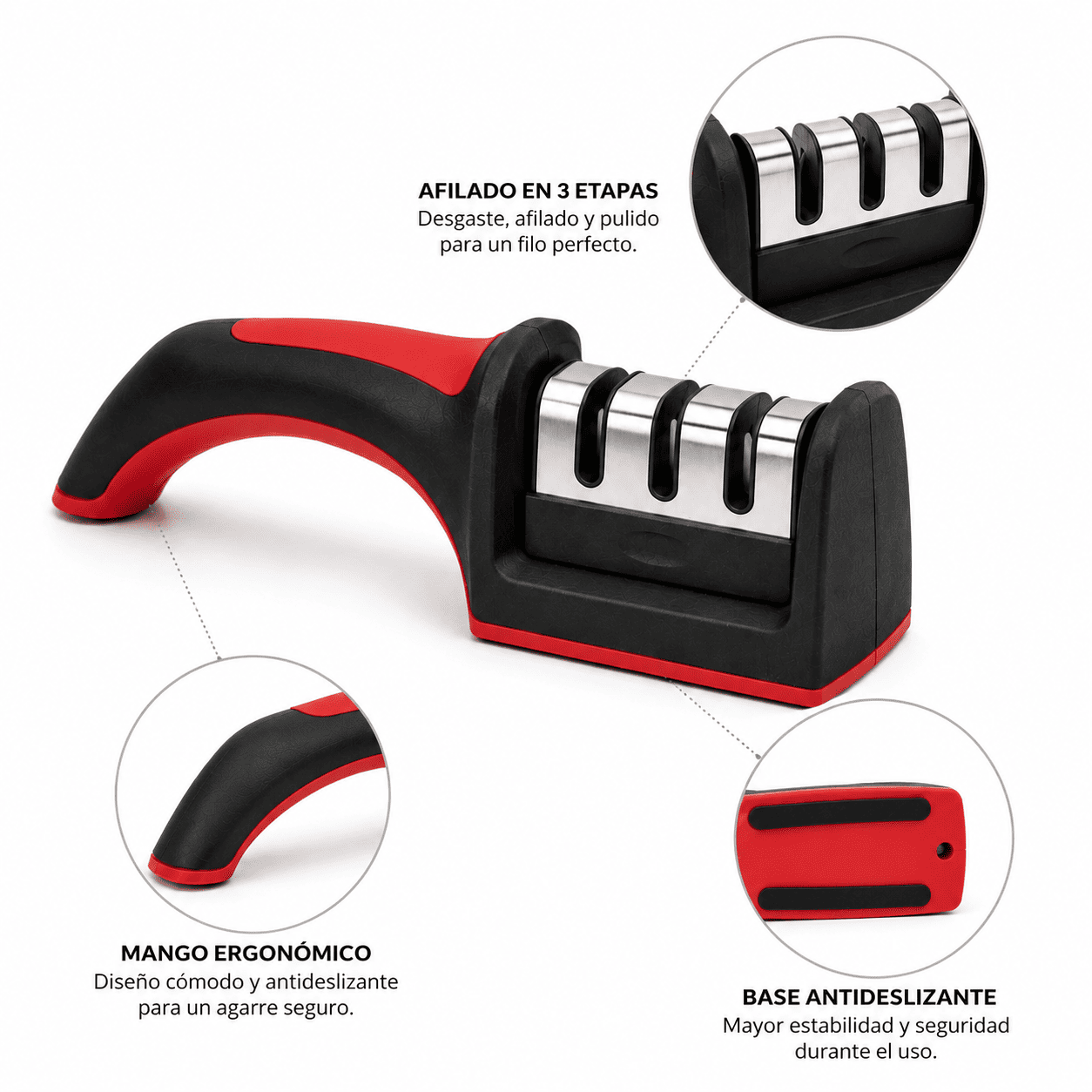 Afilador de Cuchillos New Line 3 Etapas de Afilado Profesional-2