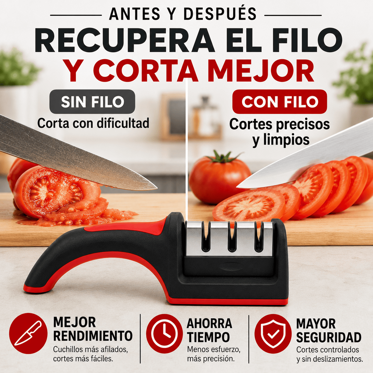 Afilador de Cuchillos New Line 3 Etapas de Afilado Profesional-3