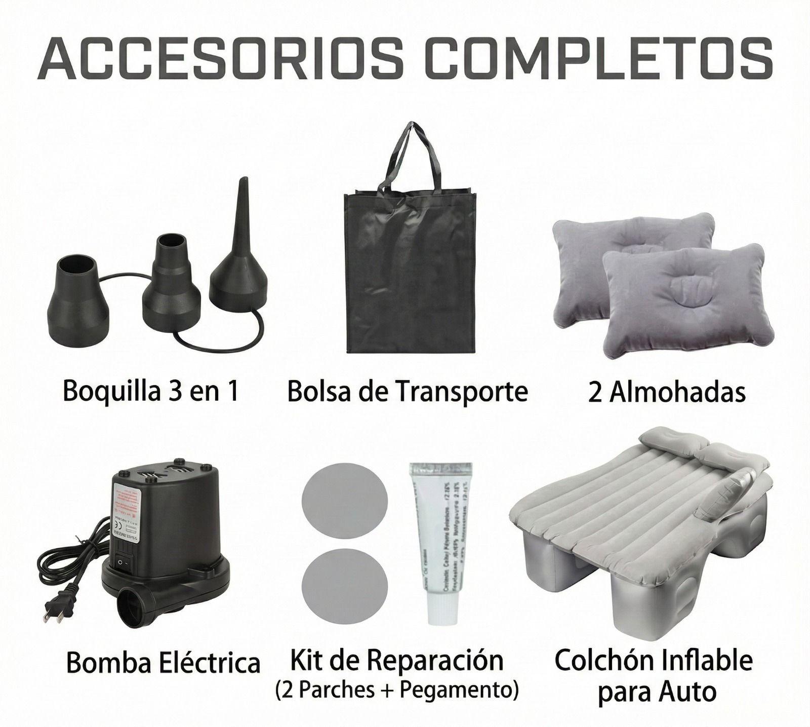 Colchón Inflable para Auto Universal + Bomba 12V y Almohadas Cama de Camping y Viajes-3
