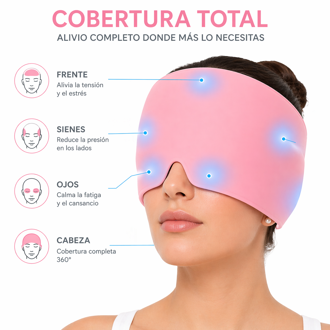 Gorro Gel Antimigraña Terapia Frio Alivio Premium Rosa-3
