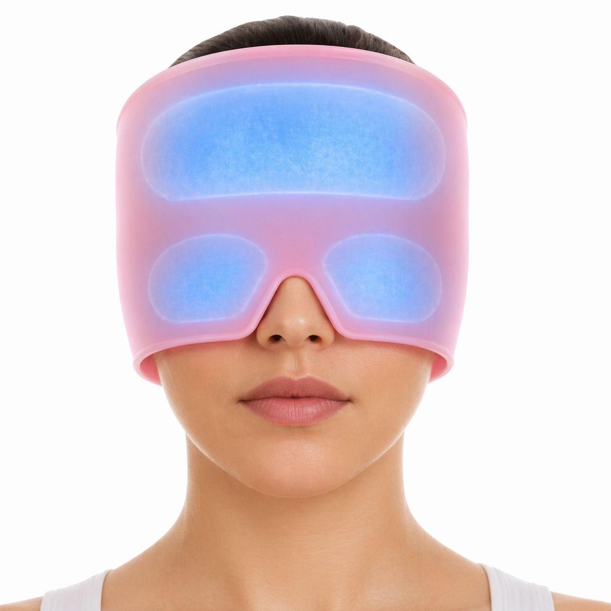 Gorro de Gel para Migrana y Dolor de Cabeza Frio Rosa Alivio y Descanso Rapido -0