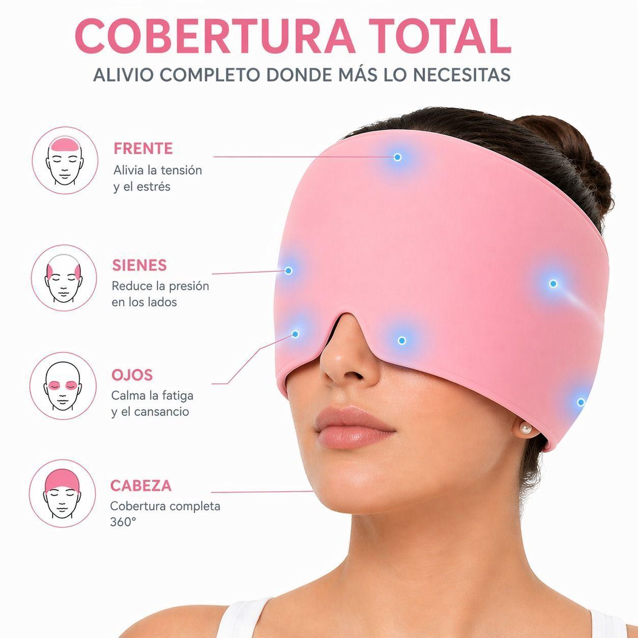 Gorro de Gel para Migrana y Dolor de Cabeza Frio Rosa Alivio y Descanso Rapido -2