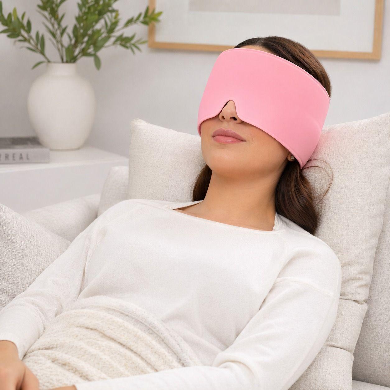 Gorro de Gel para Migrana y Dolor de Cabeza Frio Rosa Alivio y Descanso Rapido -3