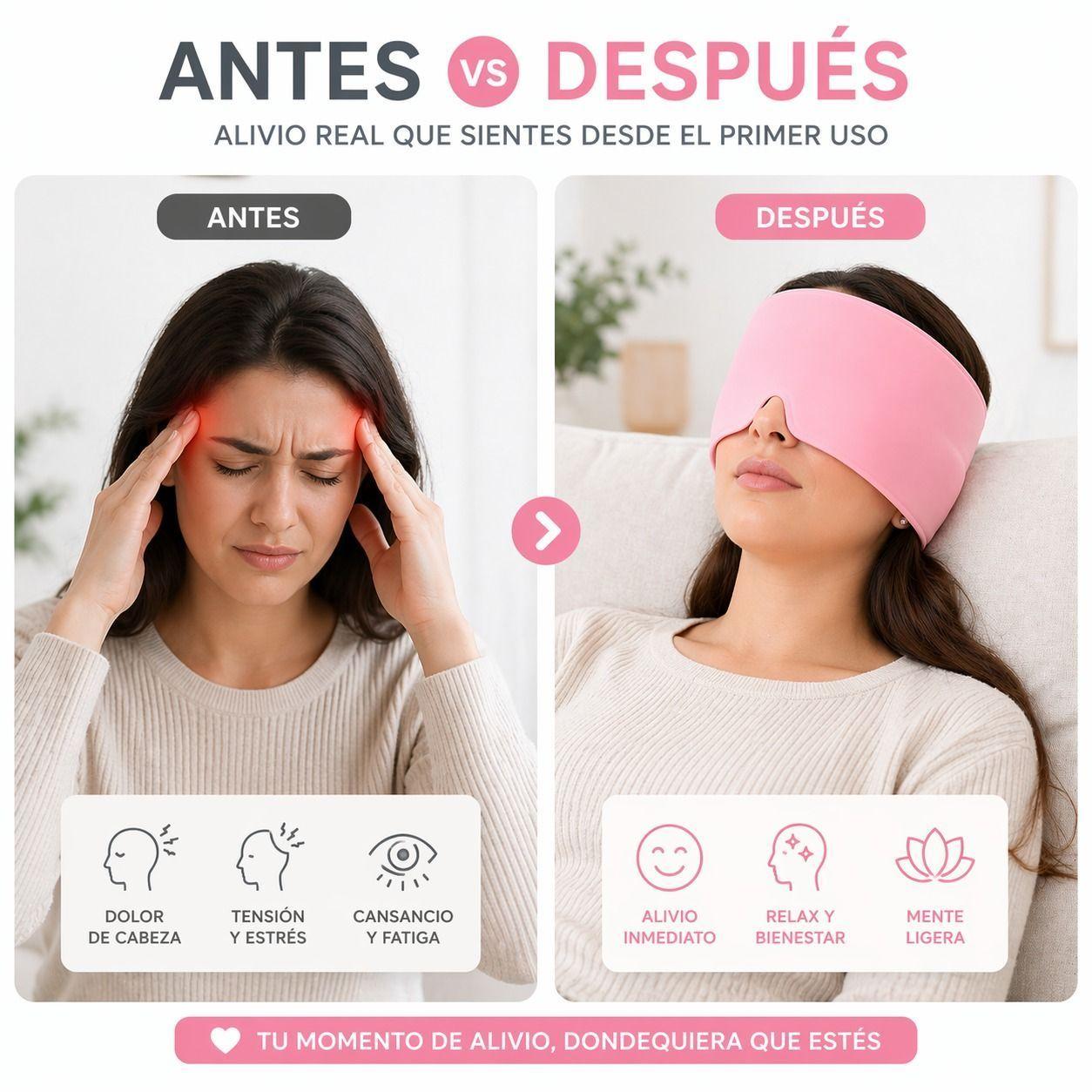 Gorro de Gel para Migrana y Dolor de Cabeza Frio Rosa Alivio y Descanso Rapido -6