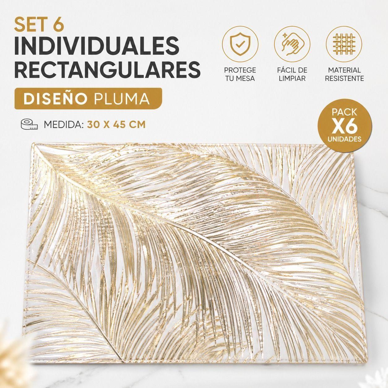 Set 6 Individuales Rectangulares Diseno Pluma-6