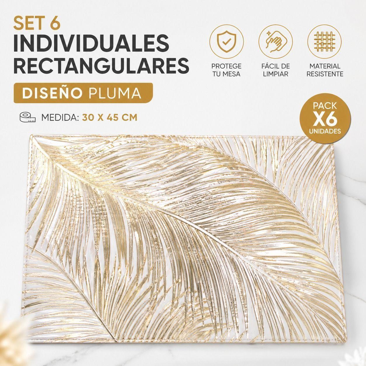 Set 6 Individuales Rectangulares Diseno Pluma-6