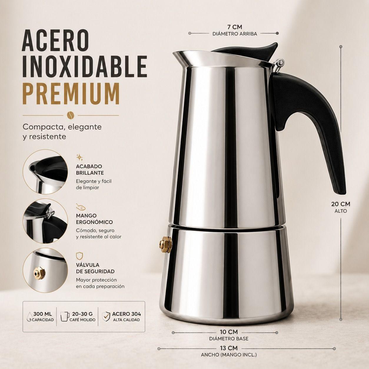 CAFETERA ITALIANA ACERO INOXIDABLE PREMIUM-1