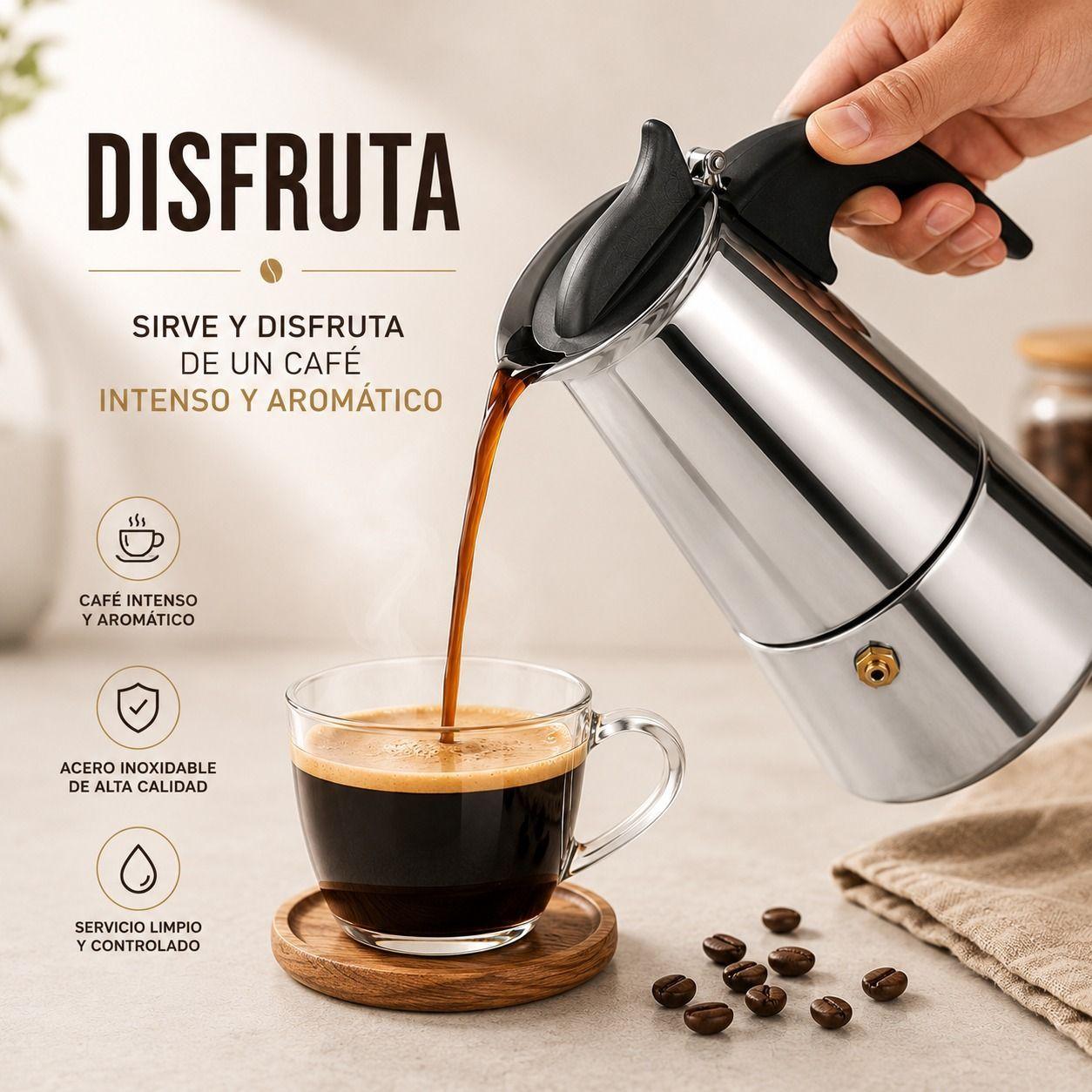 CAFETERA ITALIANA ACERO INOXIDABLE PREMIUM-2