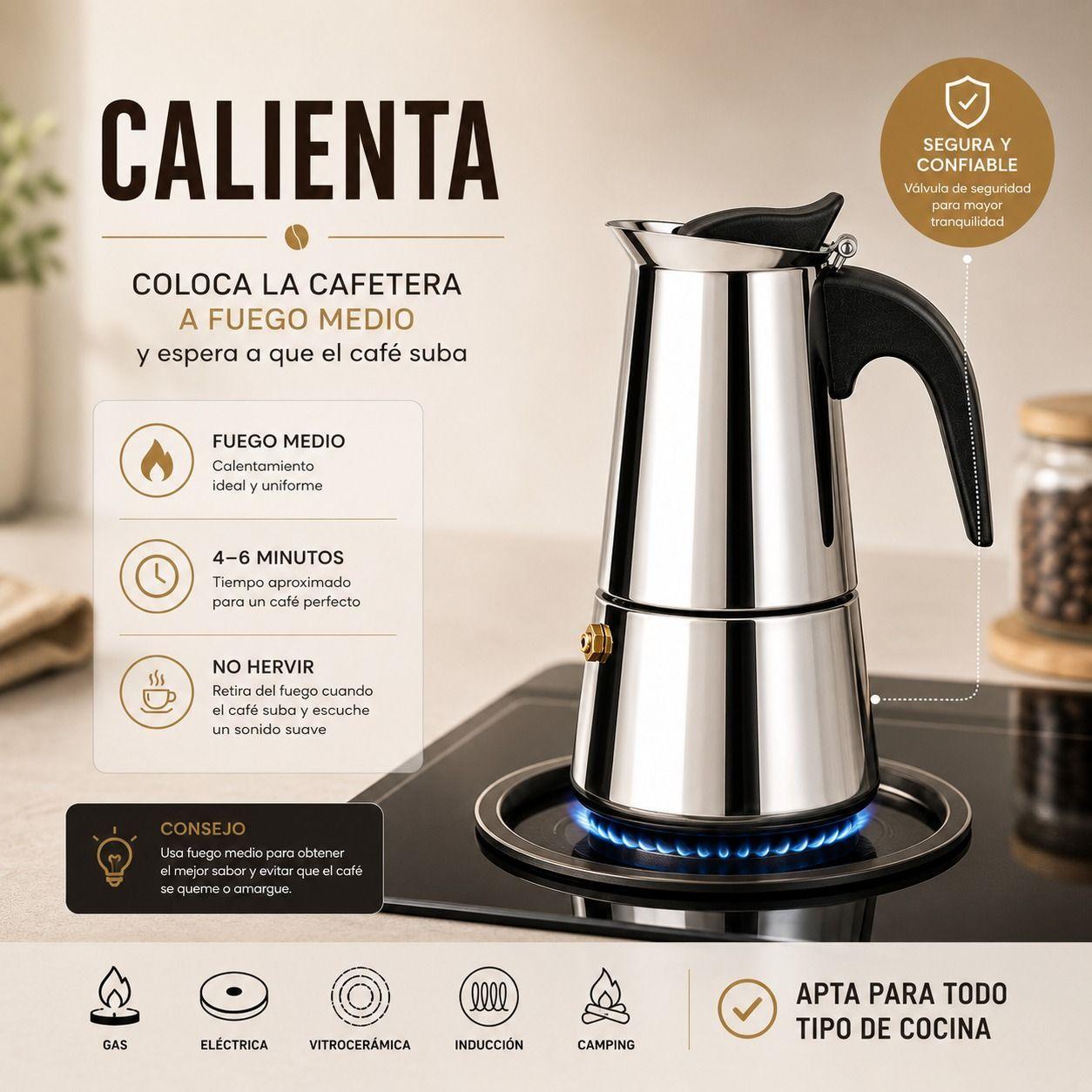 CAFETERA ITALIANA ACERO INOXIDABLE PREMIUM-3