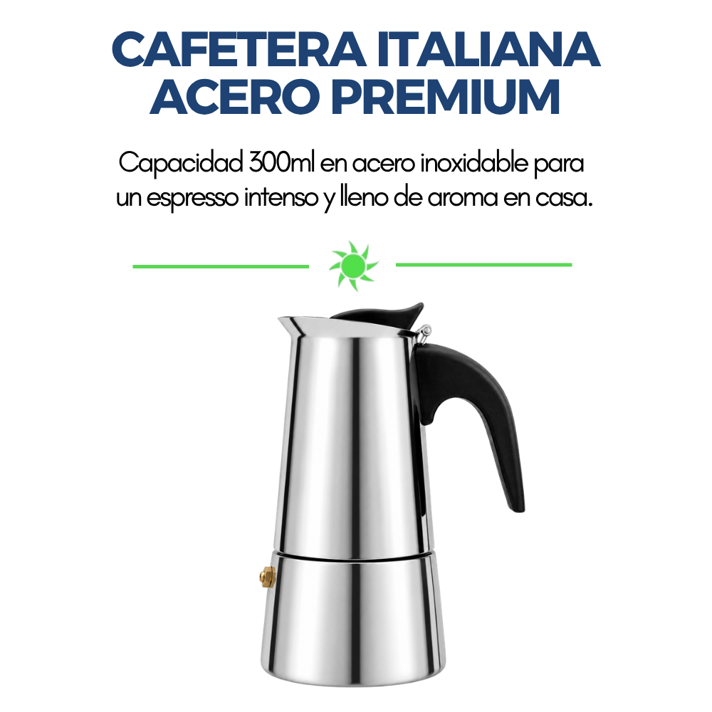 Cafetera Italiana Acero Inoxidable Espresso Moka 300ml 6 Tz-7