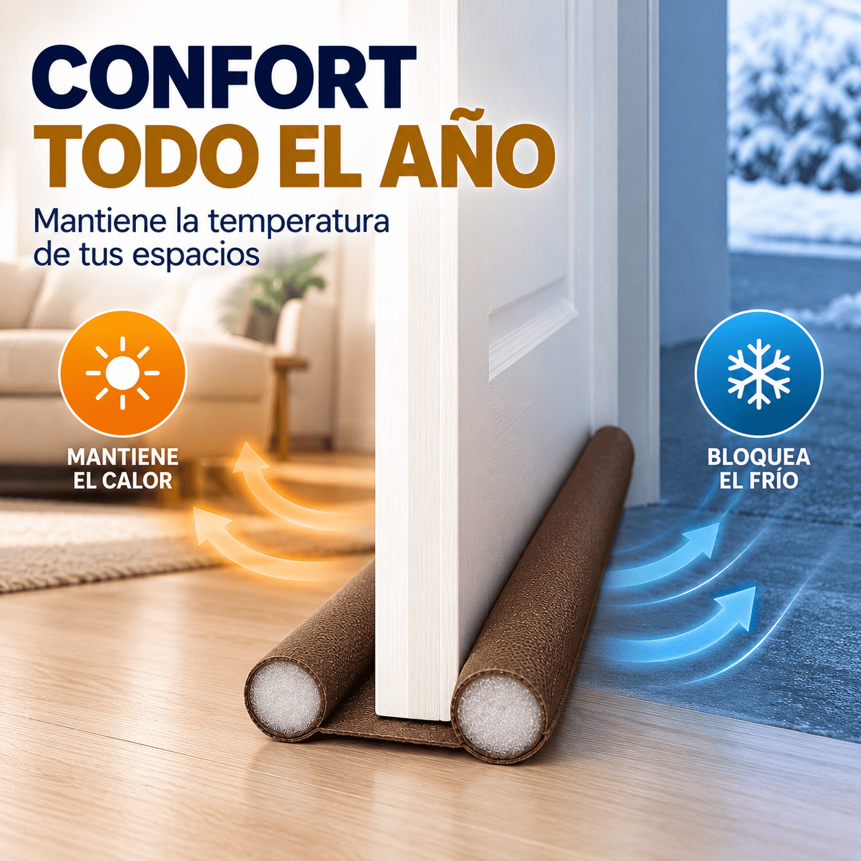 Burlete Doble Aislante para Puertas Cafe Aislante Frío, Bichos y Polvo-2