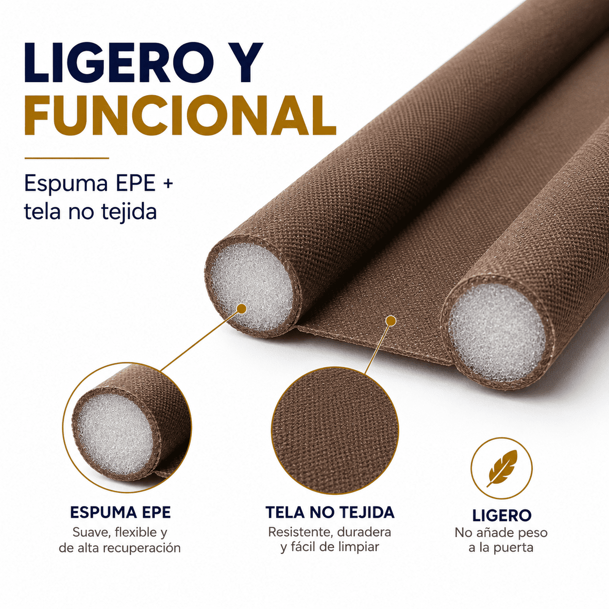 Burlete Doble Aislante para Puertas Cafe Aislante Frío, Bichos y Polvo-5