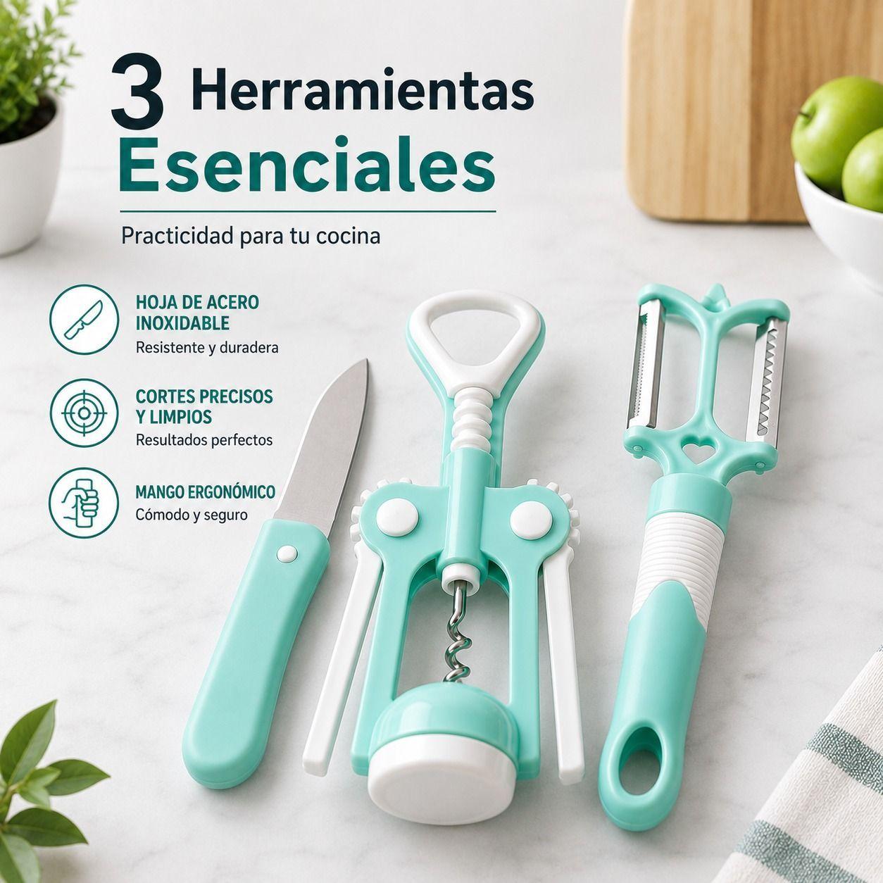 Set de Utensilios de Cocina Ergonomicos Kit 3 Piezas Esenciales-7
