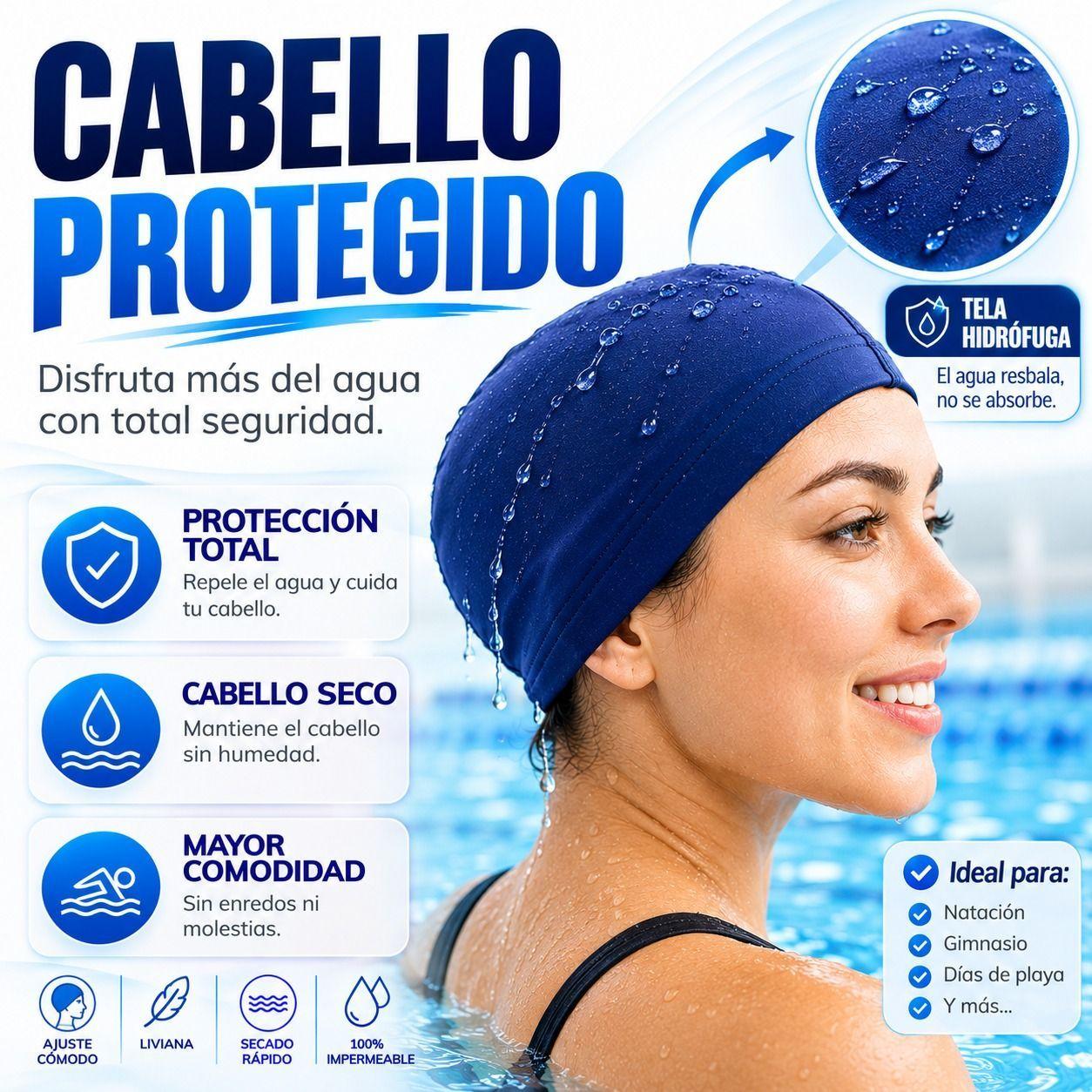Gorro de Natacion Elastico Unisex para Piscina Adultos y Ninos-3