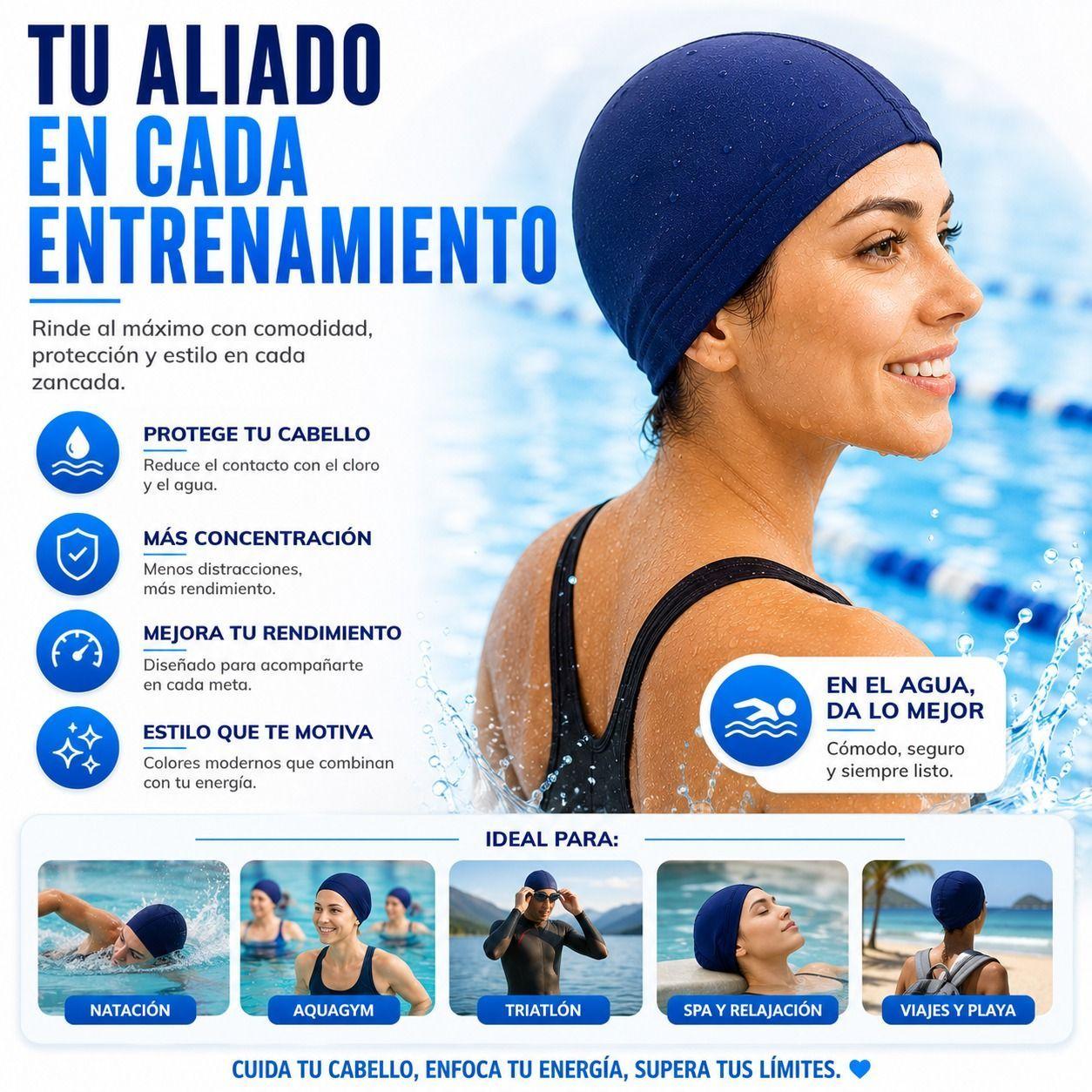Gorro de Natacion Elastico Unisex para Piscina Adultos y Ninos-4