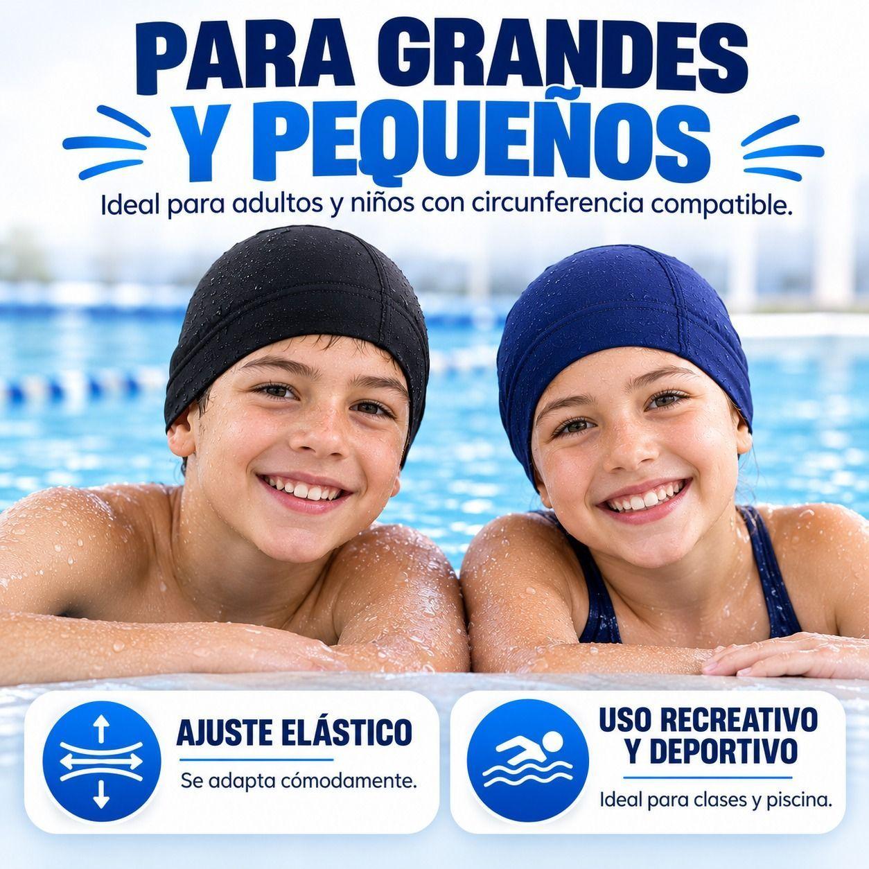 Gorro de Natacion Elastico Unisex para Piscina Adultos y Ninos-6