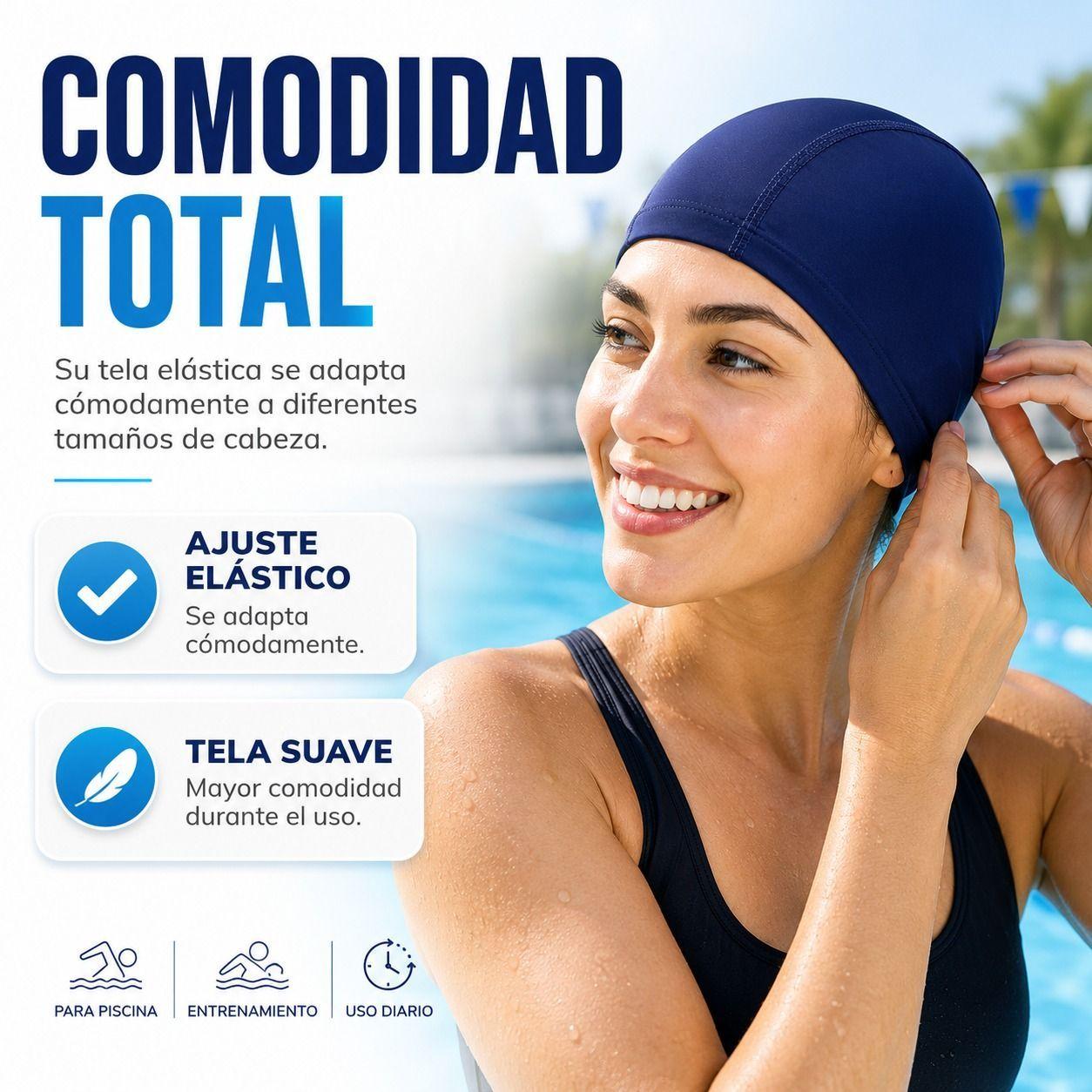 Gorro de Natacion Elastico Unisex para Piscina Adultos y Ninos-8