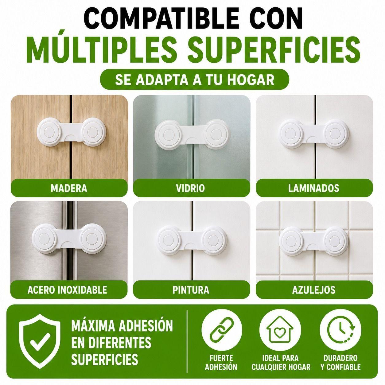 Seguro Infantil Adhesivo Multiuso para Cajones y Puertas Pack 4 Unidades-3