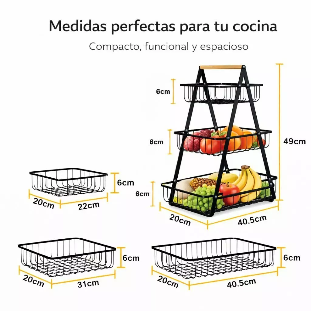 Frutero Multinivel Plegable de 3 Niveles Organizacion para el Hogar Moderno-2