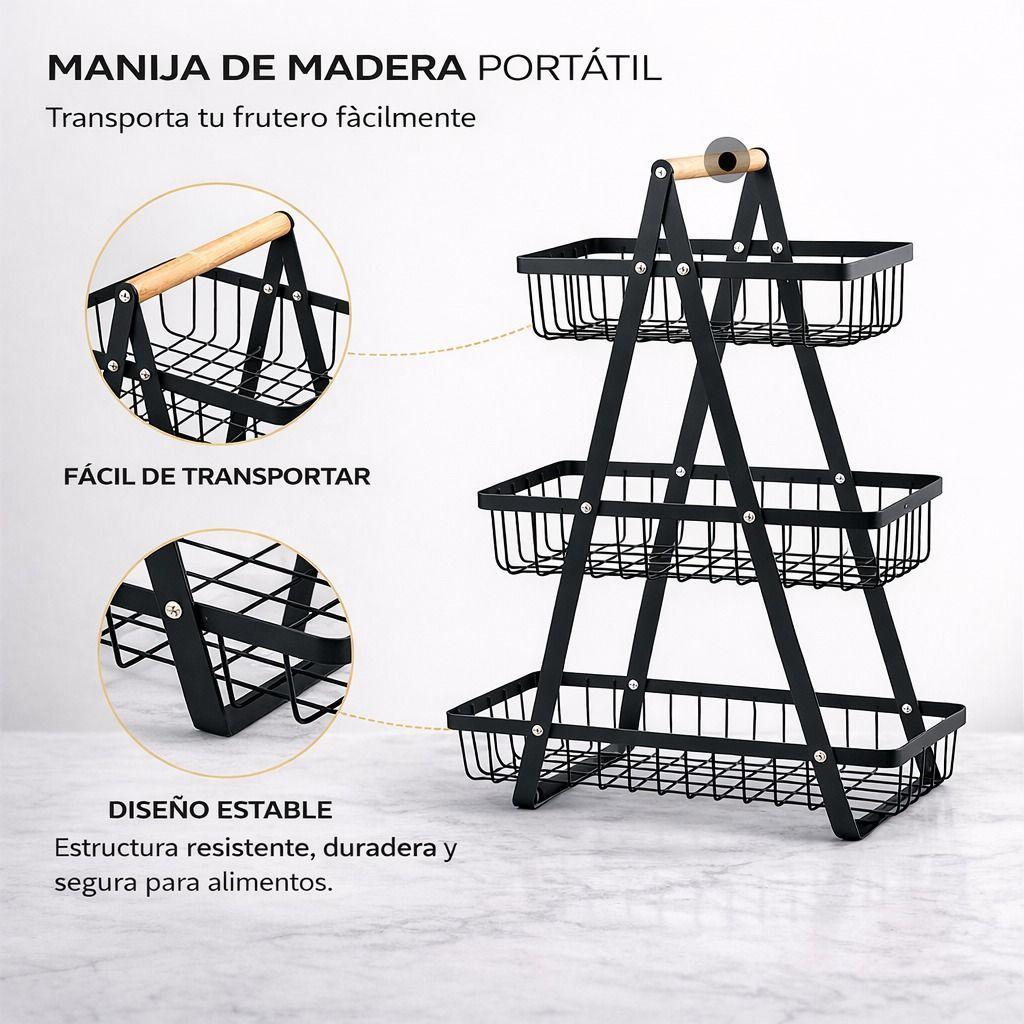 Frutero Multinivel Plegable de 3 Niveles Organizacion para el Hogar Moderno-5