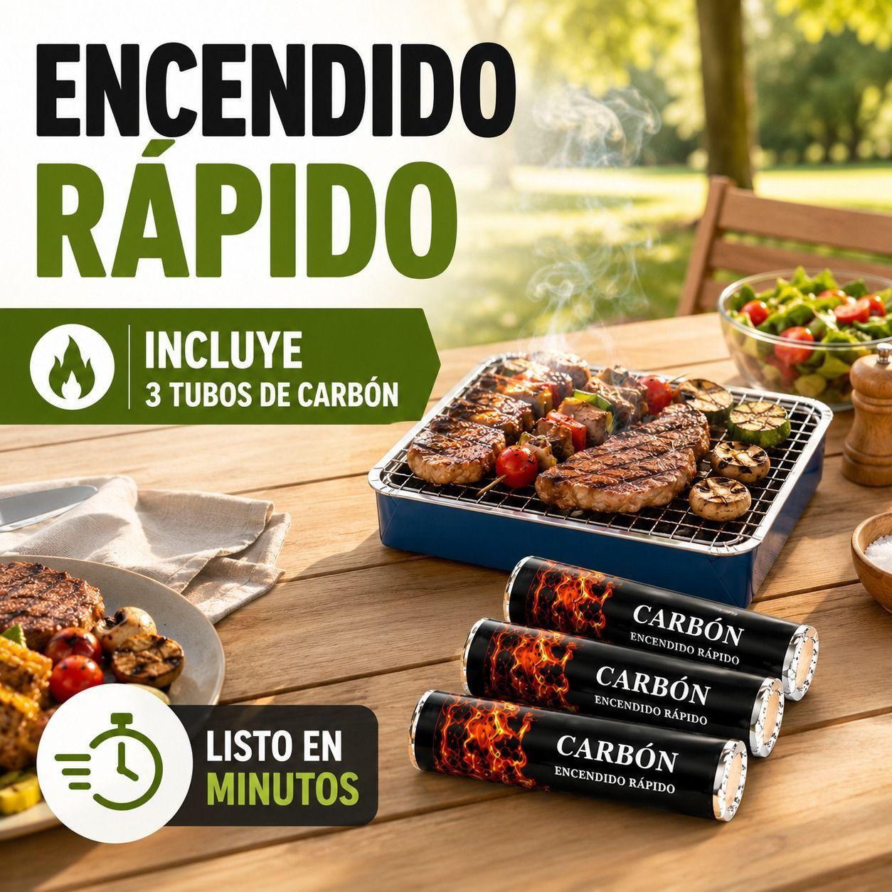 Set Parrilla Individual Portatil con Carbon y Brochas-2