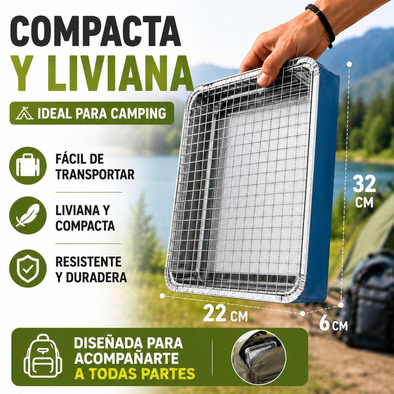 Set Parrilla Individual Portatil con Carbon y Brochas-6