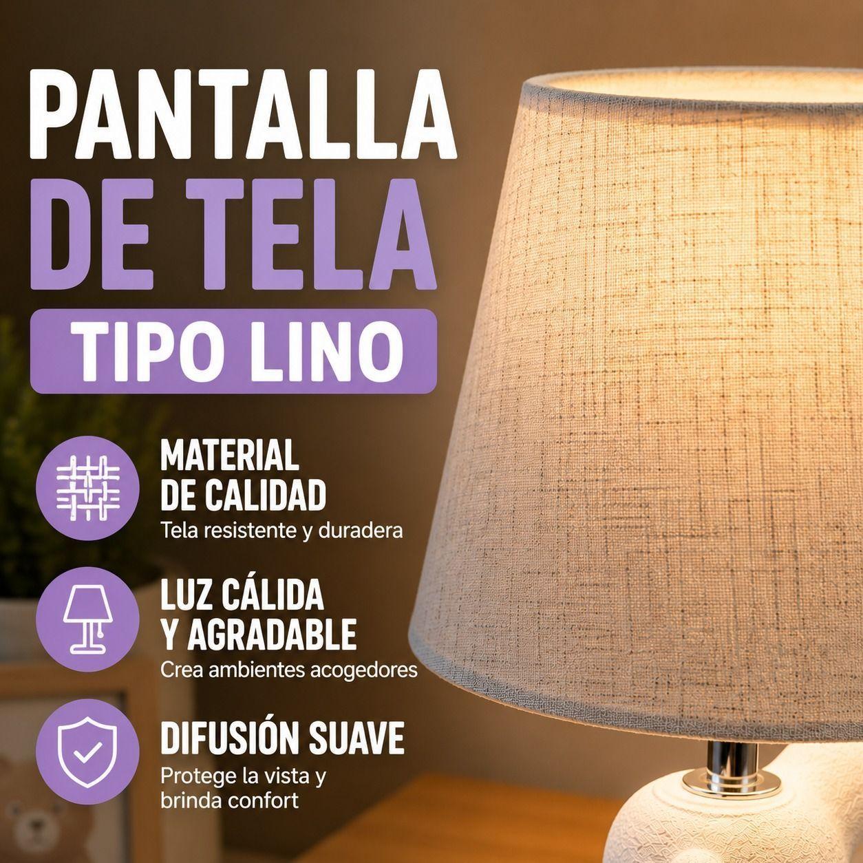 Lampara de Mesa Oso Diseno Nordico con Pantalla de Tela-4