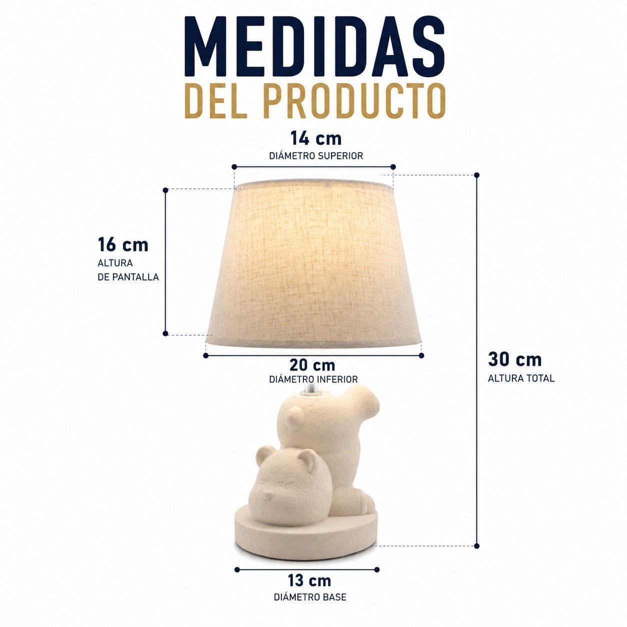 Lampara de Mesa Oso Diseno Nordico con Pantalla de Tela-7