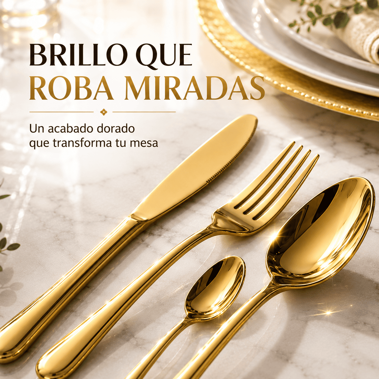 Juego de Cubiertos Dorados Luxe 24 Piezas con Malet n Premium para 6 Personas-4