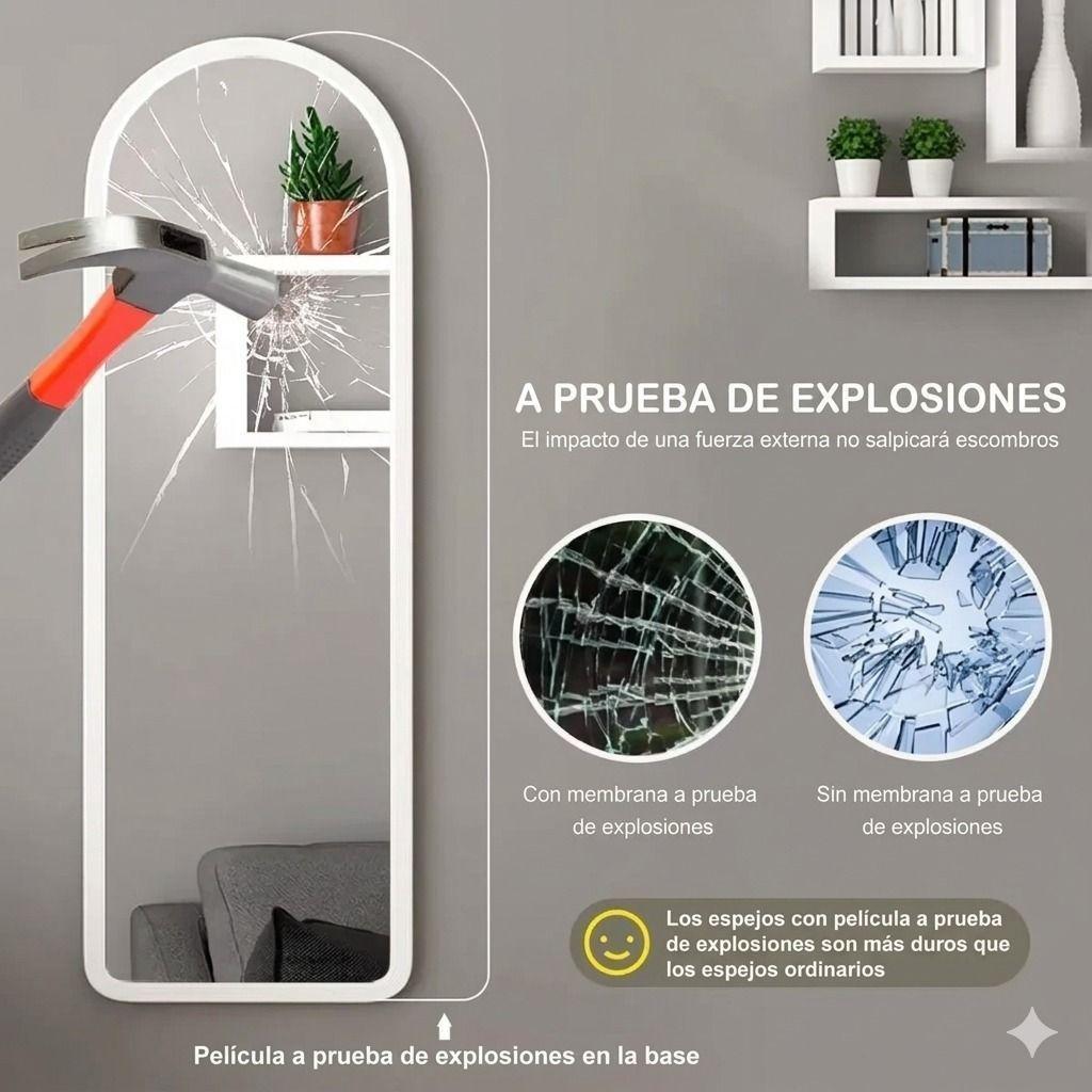 Espejo de Cuerpo Completo con Ruedas y Repisa 160 cm Diseno Moderno Negro-7