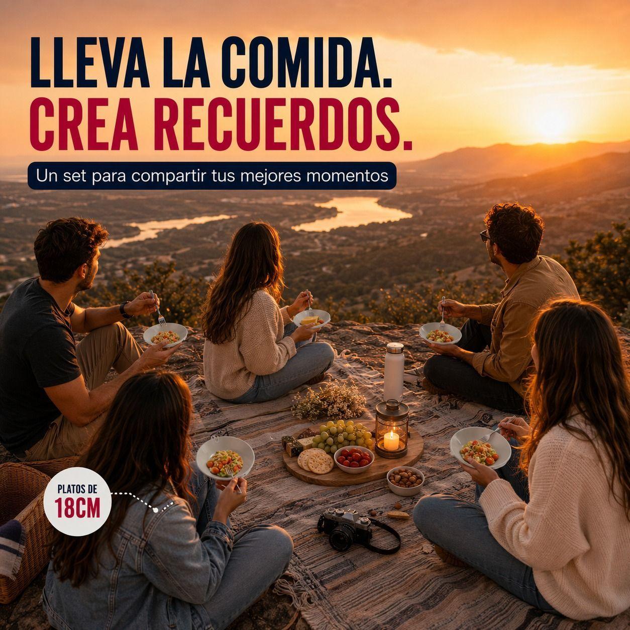 Set de 6 Platos y 6 Tenedores Reutilizables para Picnic y Camping 18 cm-3