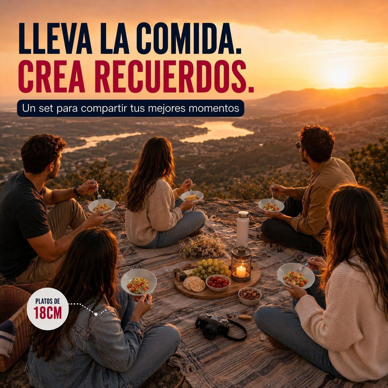 Set de 6 Platos y 6 Tenedores Reutilizables para Picnic y Camping 18 cm-3