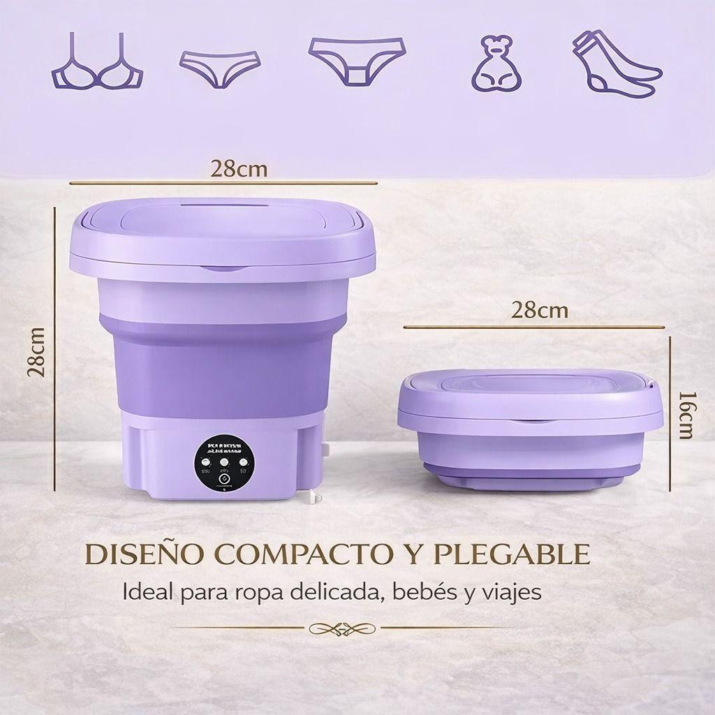 Lavadora Plegable Portatil Ropa Delicada y Esencial Lila-1