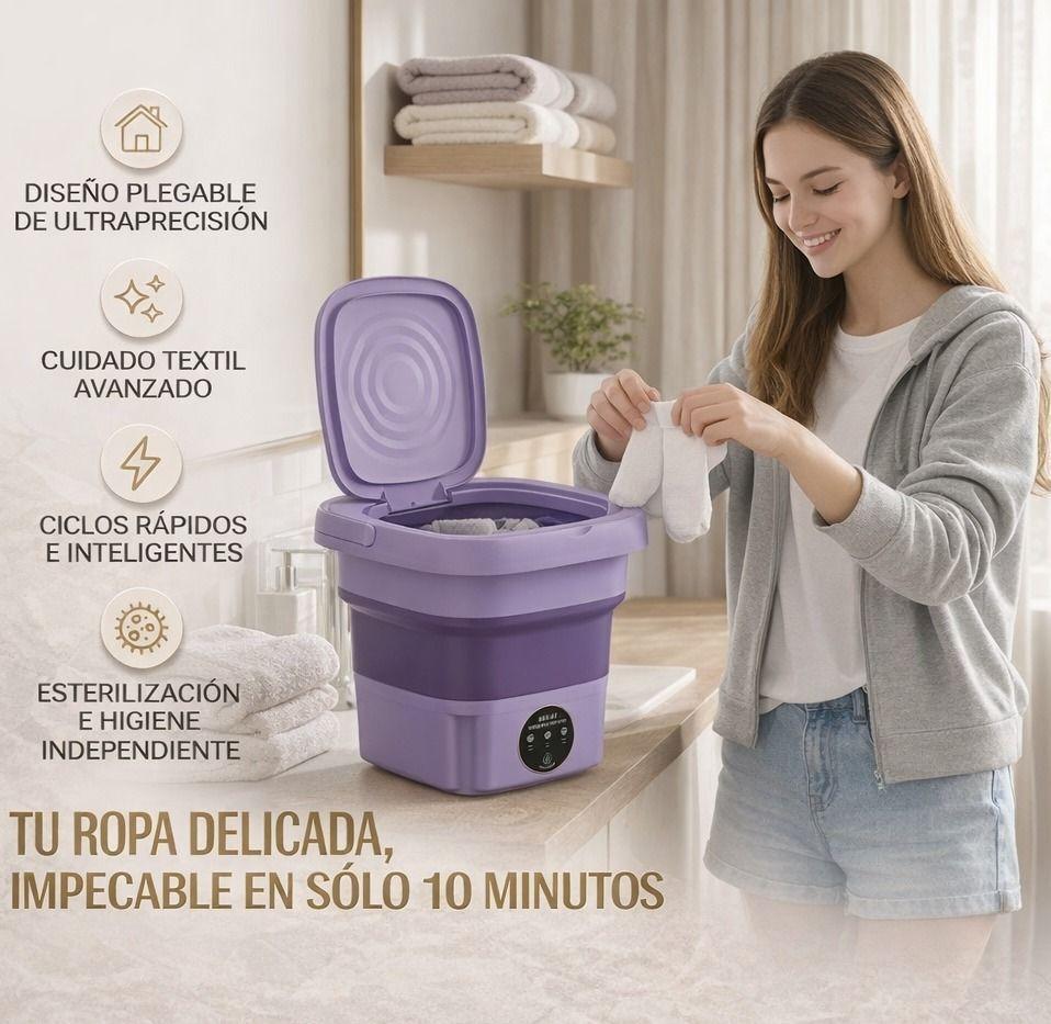 Lavadora Plegable Portatil Ropa Delicada y Esencial Lila-4